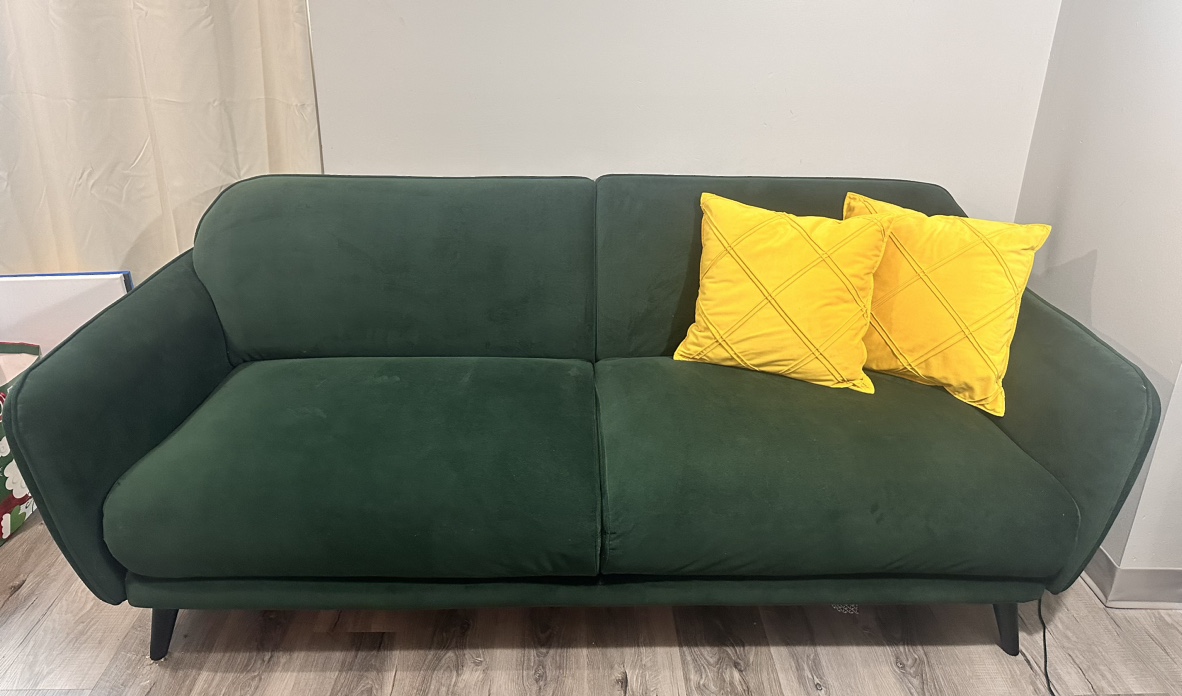 Green Velvet Couch 3-Seater & Loveseat - photo 3