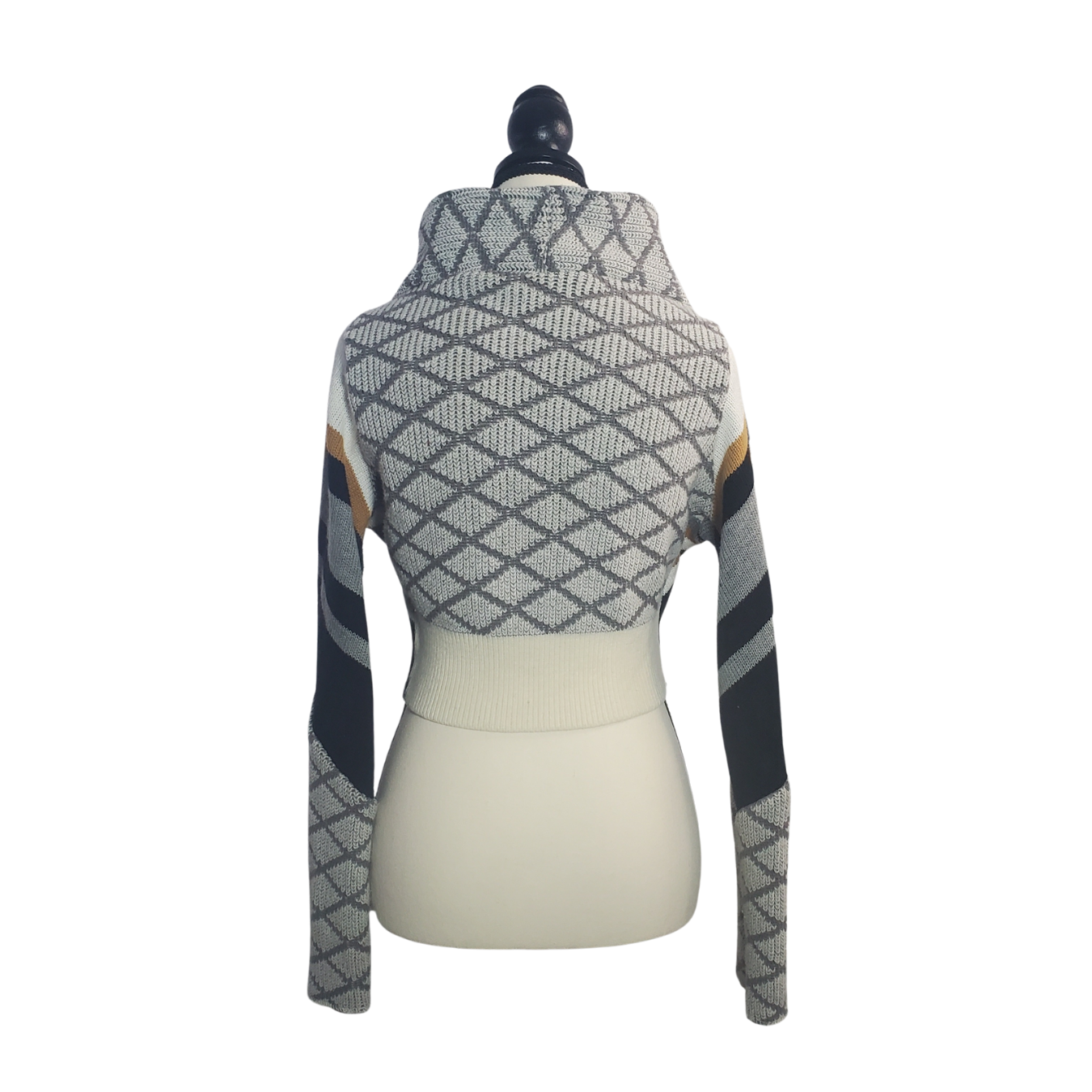 Designer Recycled Asymmetrical Cropped Knot Sweater - photo 3
