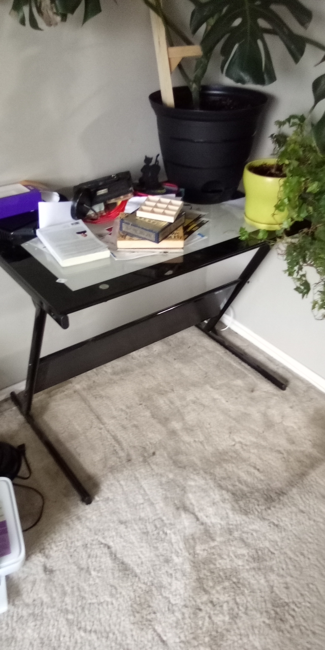 cute little glass desk with chair $45