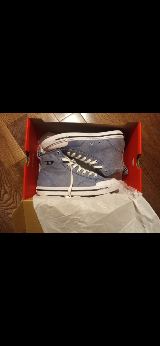 DIESEL DENIM S ATHOS HIGH TOP SNEAKERS.