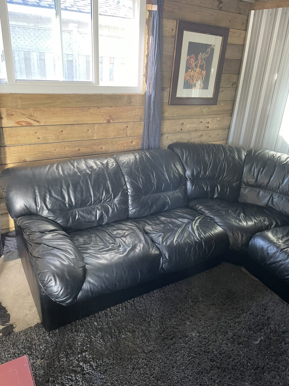 Black leather sofa - photo 5