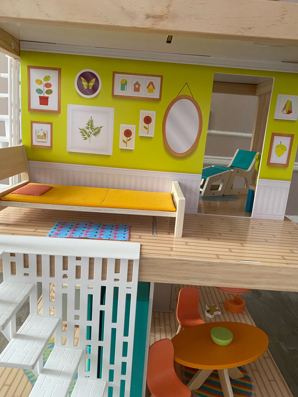 KidKraft Stylish Mansion Wooden Dollhouse with Wheeled B image indicator(7)