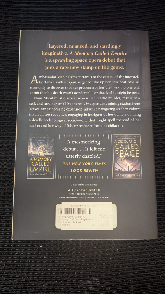 A Memory Called Empire by Arkady Martine (paperback) - photo 2