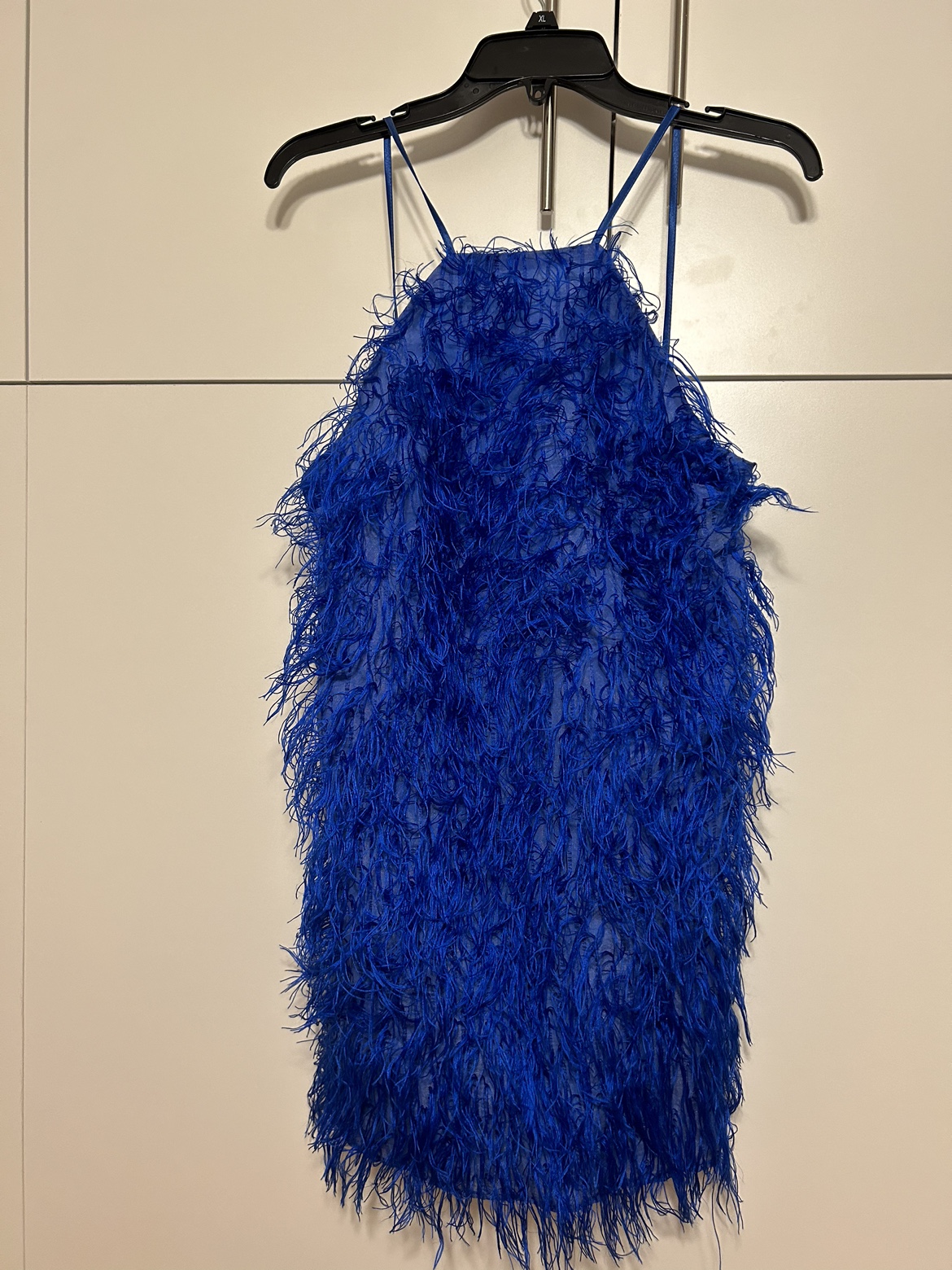 Faux Feather Blue Dress
