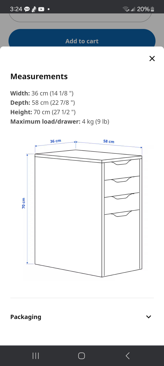 IKEA Drawer unit/drop file storage, white, 36×58x70 cm - photo 3