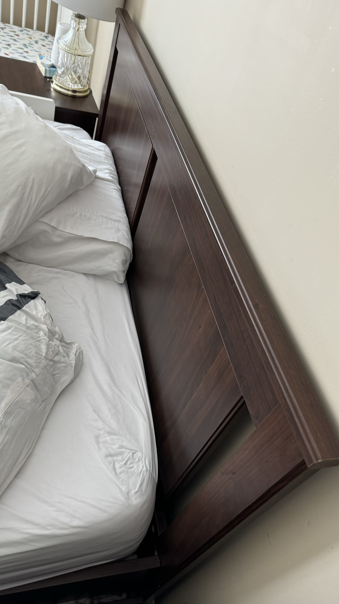Songesang IKEA bed frame queen size with mattress and protector - photo 5