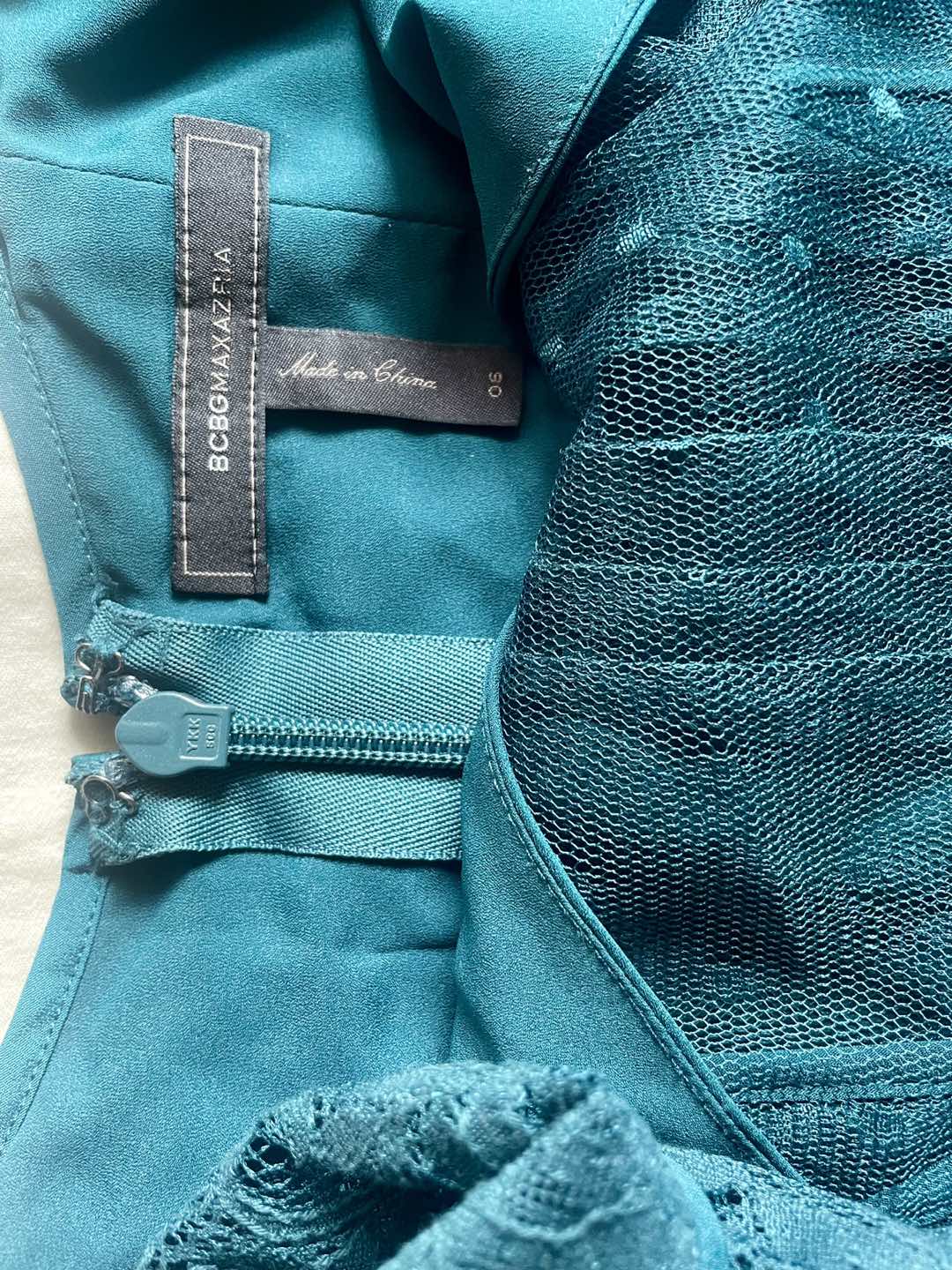 BCBG Maxazria teal Short Sleeve Lace Midi Dress image indicator(3)