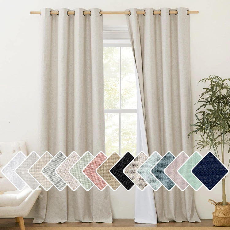Linen 100% Blackout Curtain - 2 panels 52" x 96" thumbnail