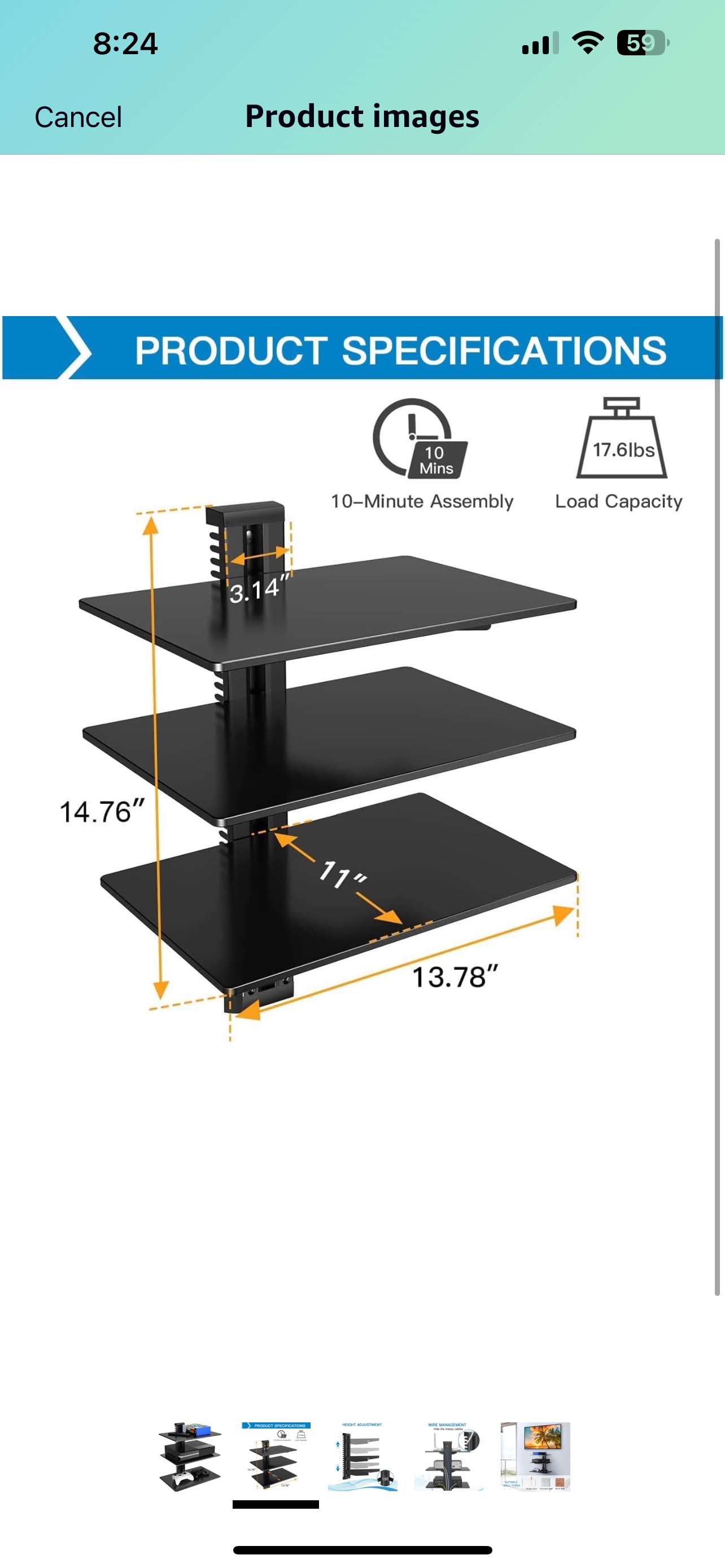 Triple Shelf Wall Mount image indicator(2)