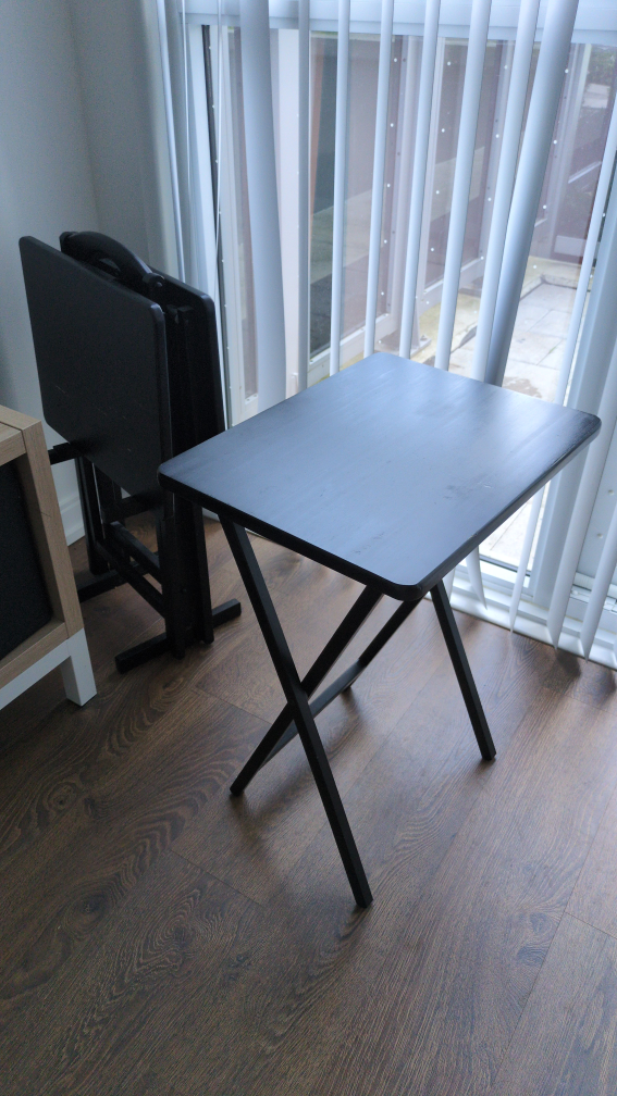 Folding TV Tray Tables w Compact Storage Rack, Black, 4 Pc Set - photo 4