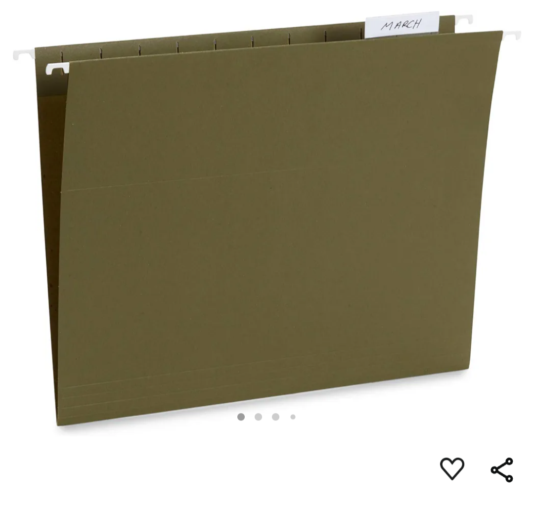 25 Hanging File Folders for Filing Cabinet, Letter Size, Beige
