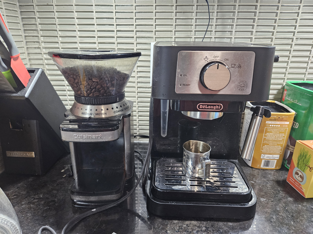 DeLonghi Espresso Maker and Cuisinart Coffee Grinder thumbnail