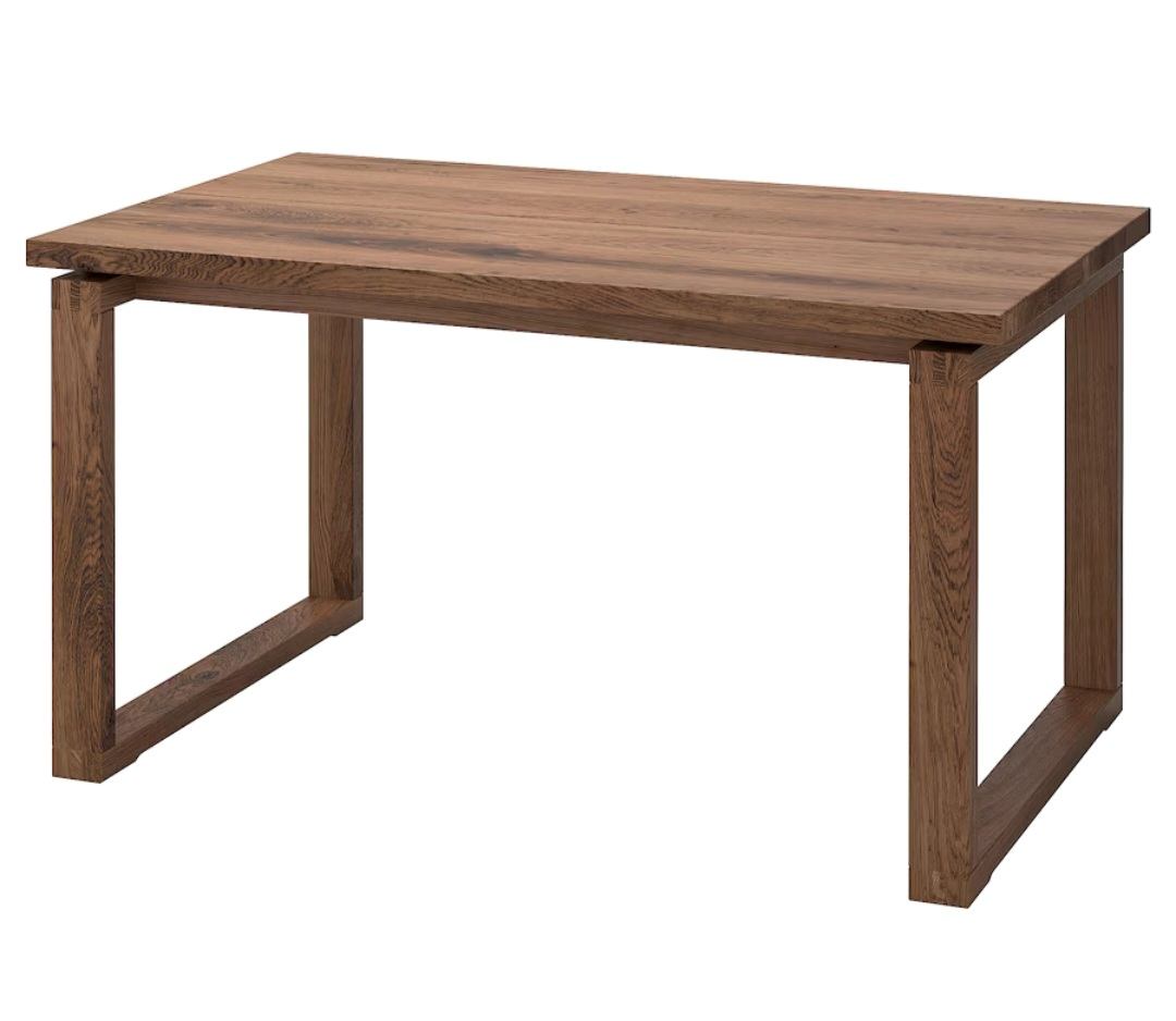 MÖRBYLÅNGA Table, oak veneer brown stained