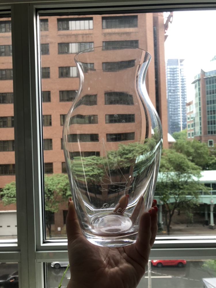 Clear Vase with Engraving