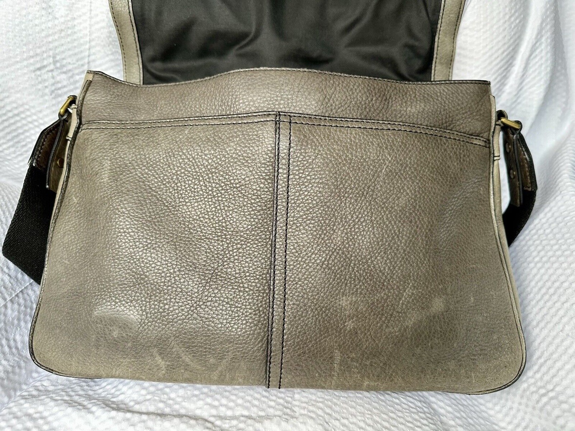 Coach Bleecker Legacy Leather Messenger Laptop Bag Gray image indicator(4)