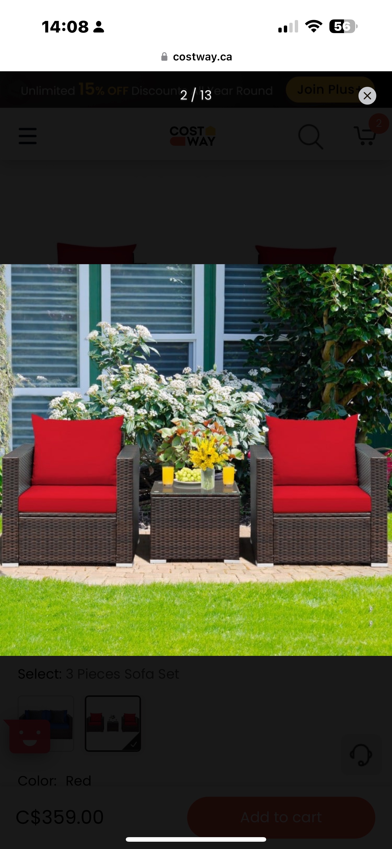 3 PCS patio rattan furniture set with cushions