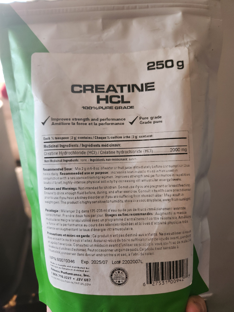 Creatine HCL 250g thumbnail