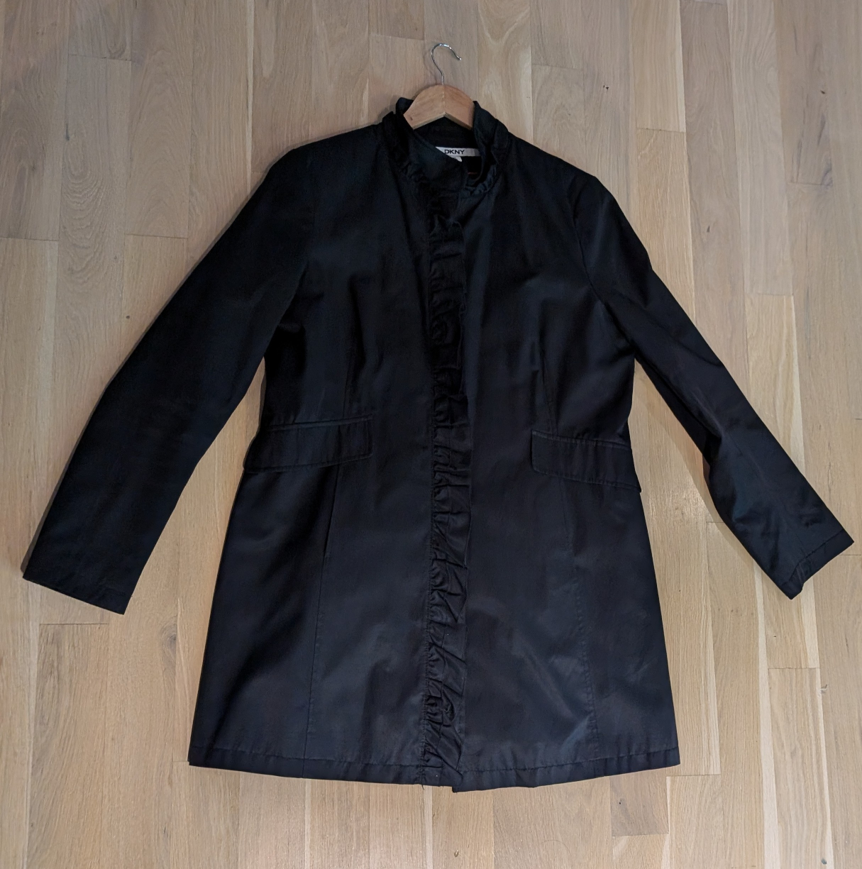 DKNY Sabrina Ruffle Trench Coat XL thumbnail