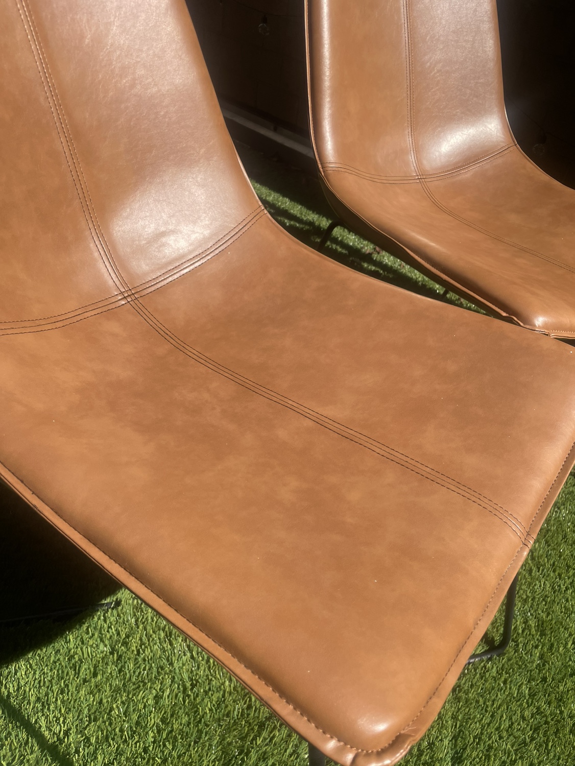Brown Faux leather dining chairs - photo 2