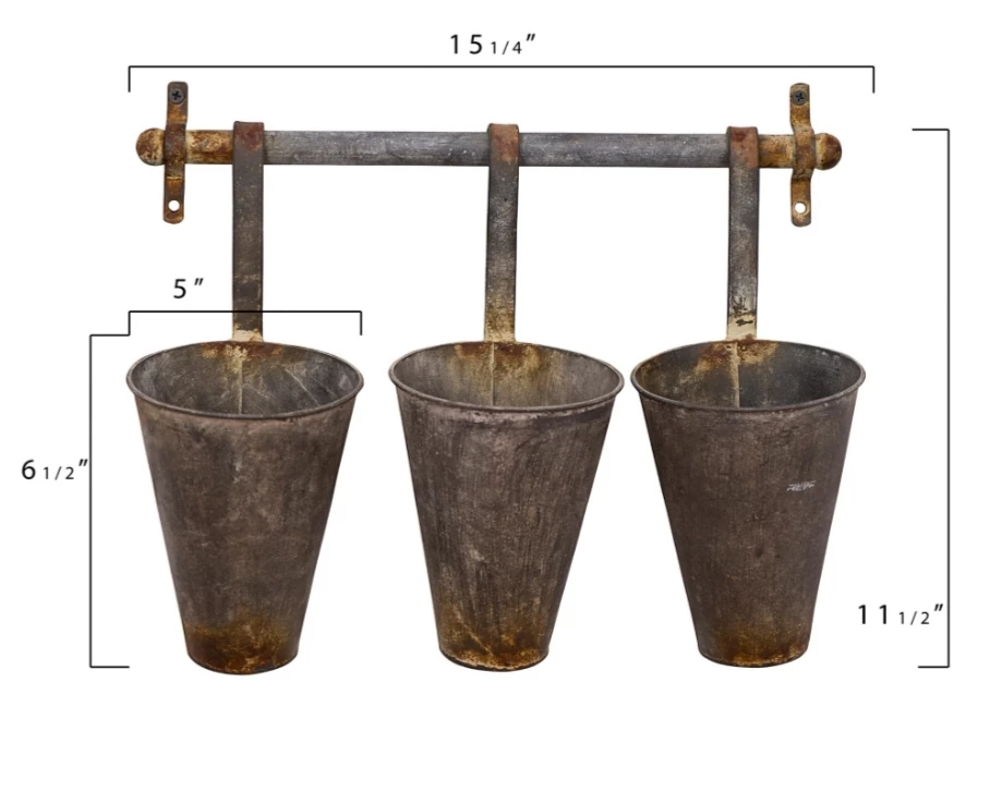 NEW WITH TAG RETAIL $85-Gracie Oaks Antiqued Metal Wall Planter image indicator(10)