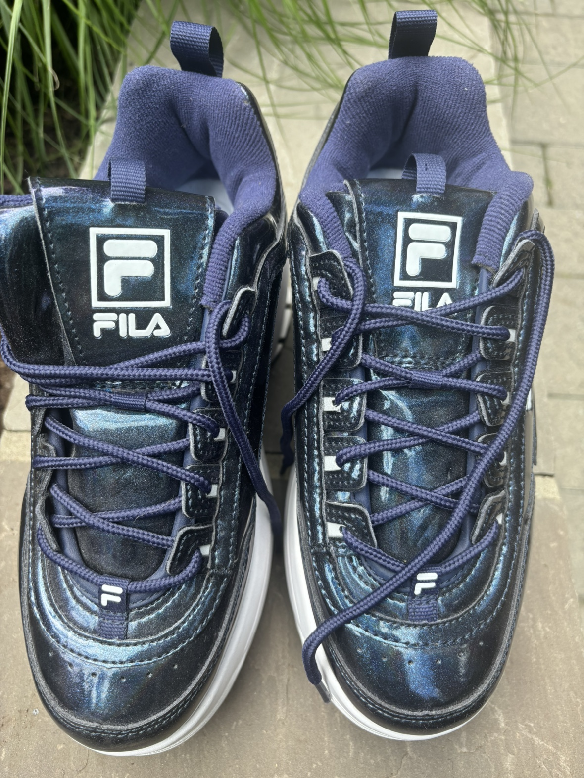 NEW! RARE FILA Disruptor Patent Leather Platform Sneakers - photo 2