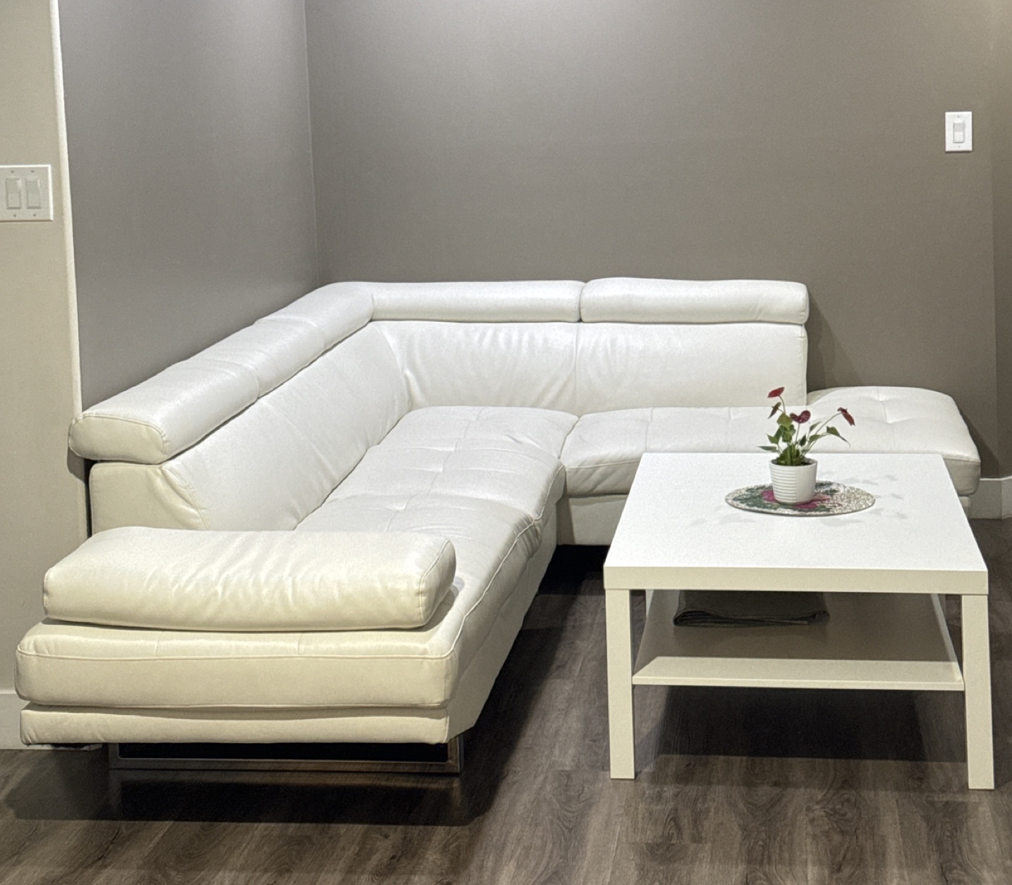 White leather sofa