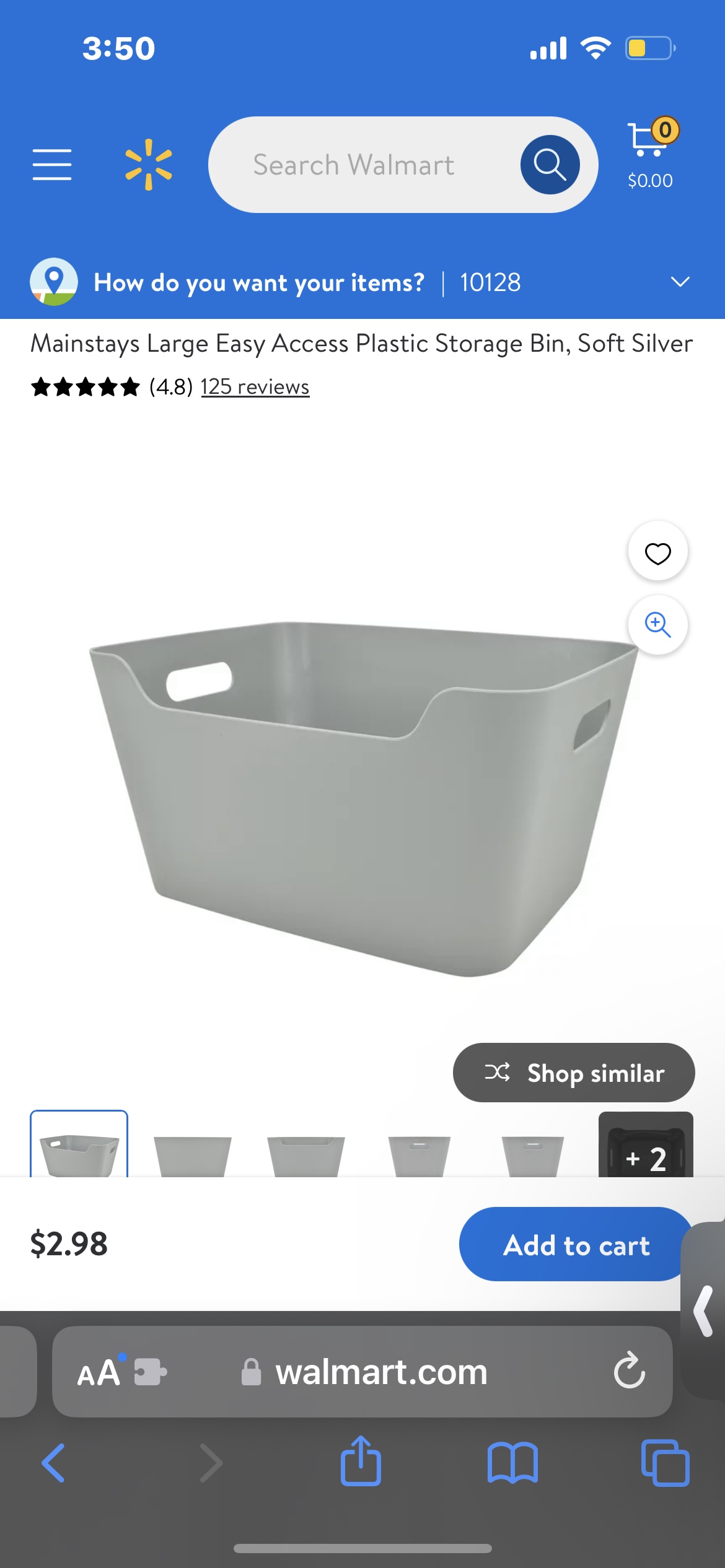 Mainstays Large Easy Access Plastic Storage Bin (3 pack)