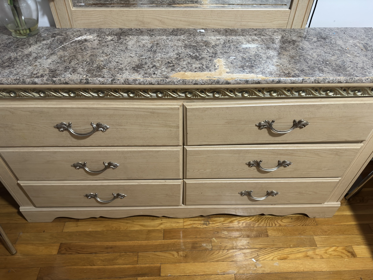 Ashley Dresser & Side Table - Oak & Faux Marble Top - photo 2