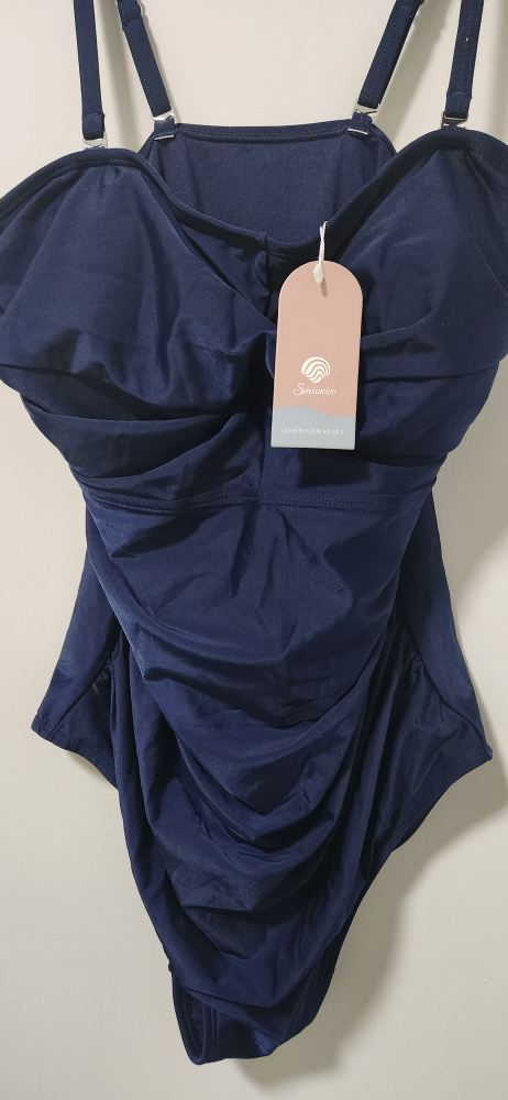 Smismivo Womens Navy Blue One Piece Swimsuit  Size Large - photo 3