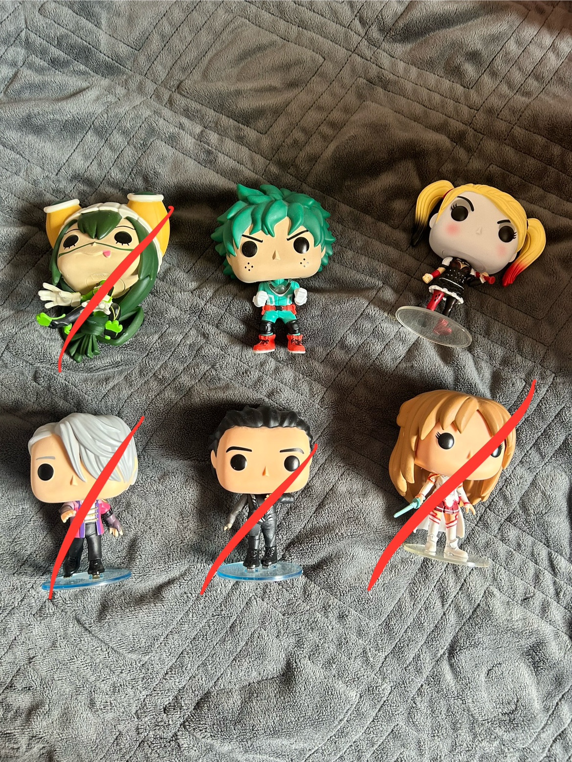Funko Pops (Izuku Midoriya, Harley Quinn)