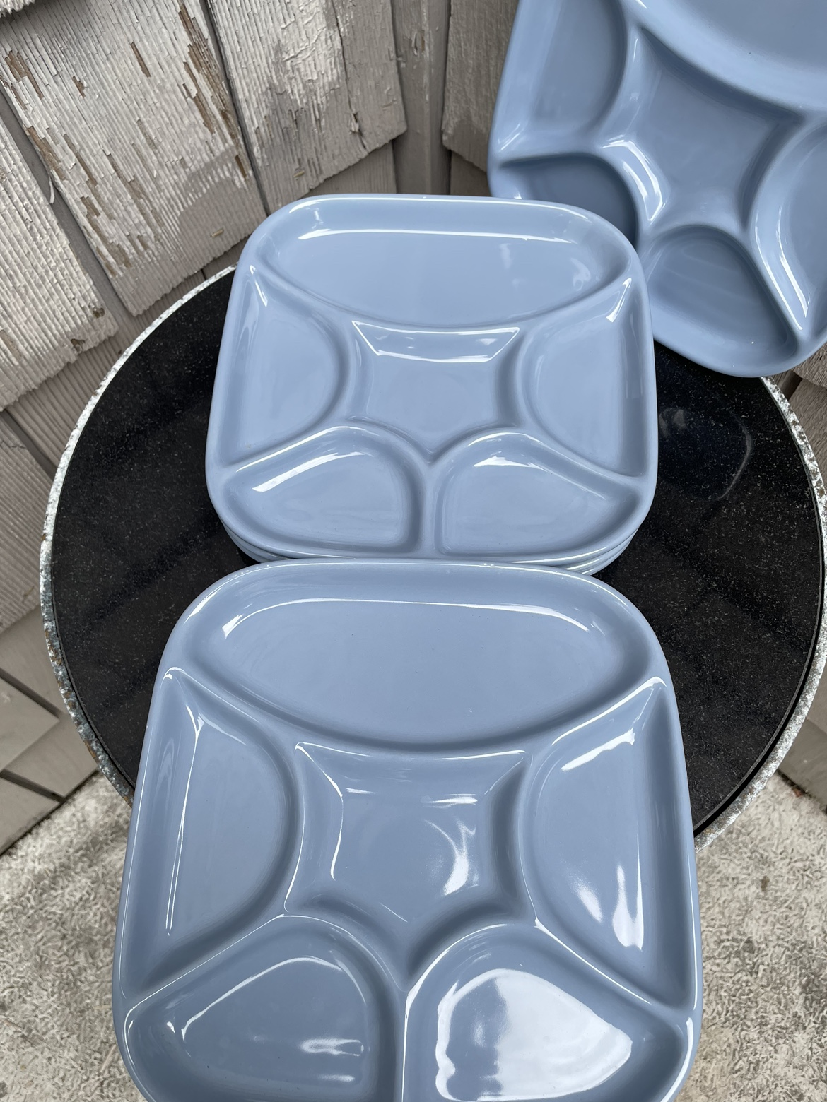 Japan, sushi light blue square plates lots of 8 fondue ceramic image indicator(5)