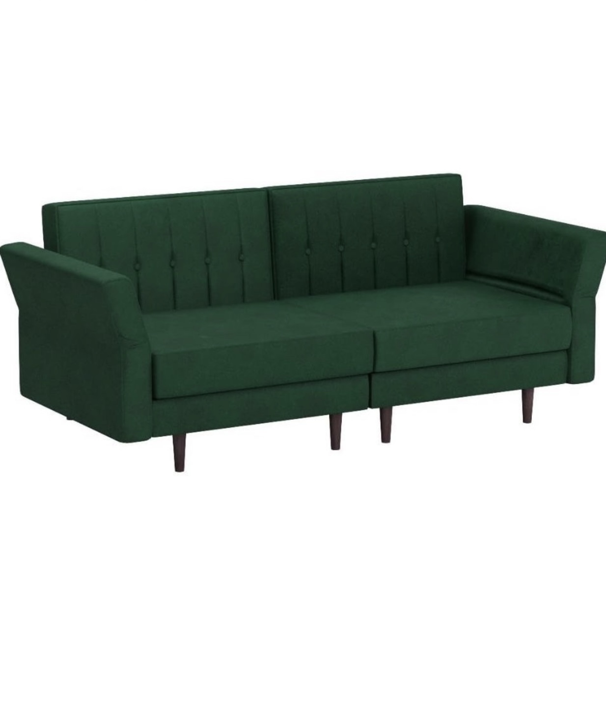 Velvet Convertible Memory Foam Futon Couch Sleeper Sofa Green