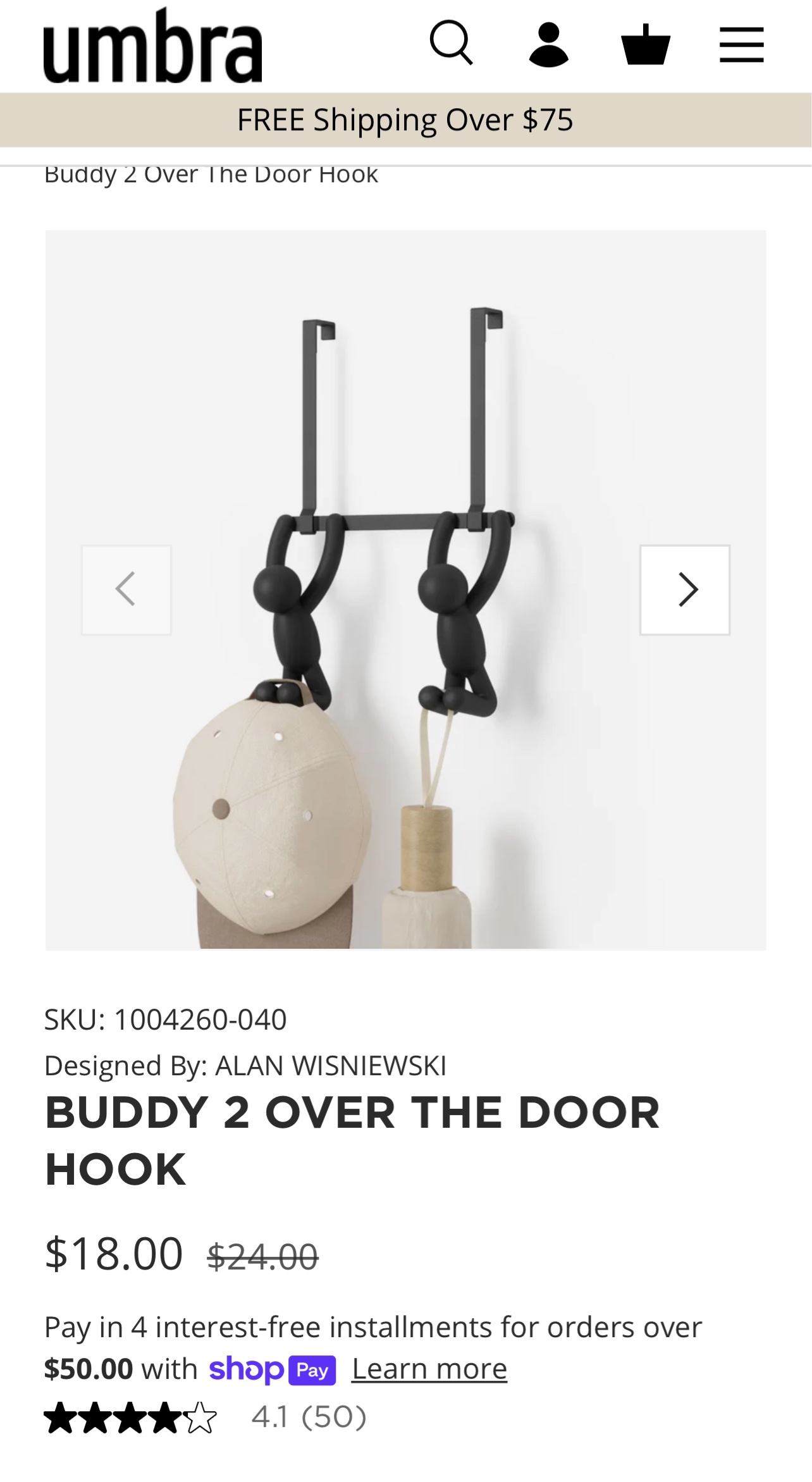 Umbra over door hook thumbnail