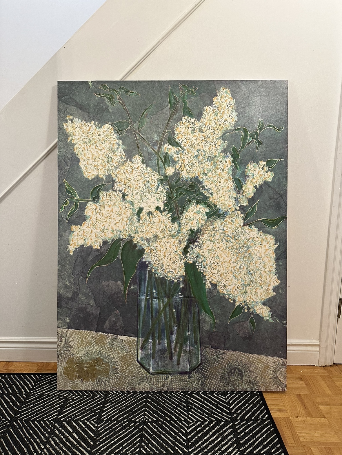 Large flower painting on canvas