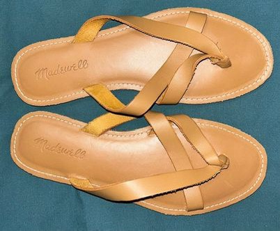 Madewell Tan Leather Boardwalk Thong Sandals - NEW - SZ 7 ⚽️ image indicator(2)