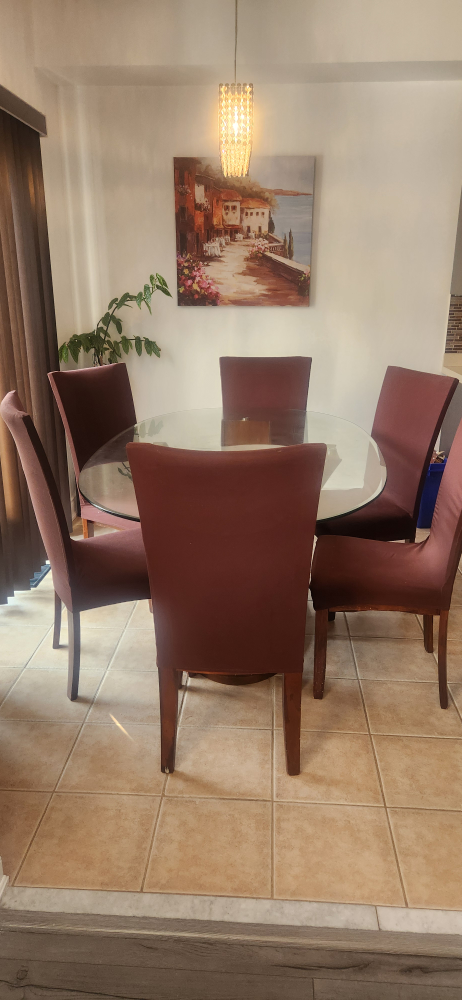 7 pcs Glass Dinning Table and Chairs