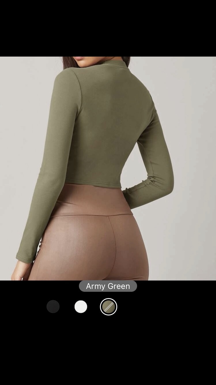 Shein Women’s Army Green Cotton Crop Top Shirt Size XL 👚💚 image indicator(10)