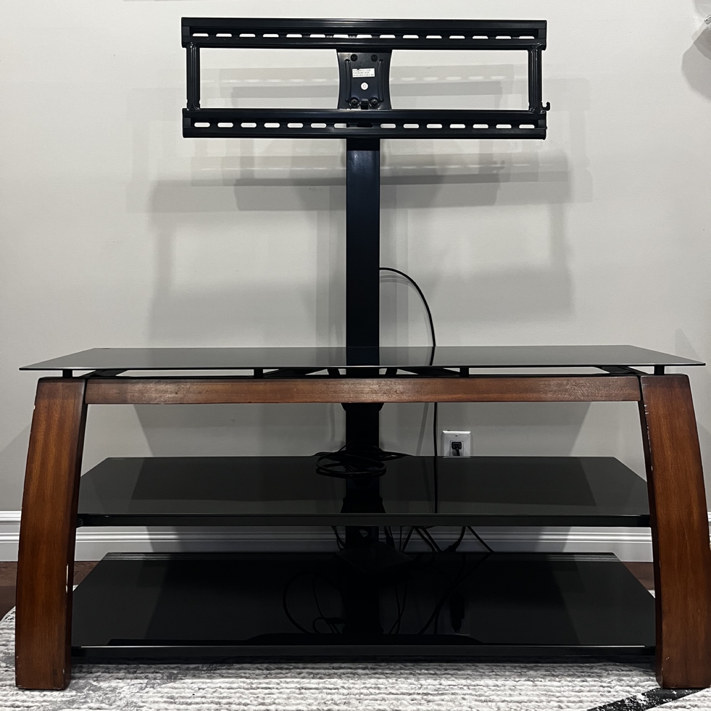 TV stand with mount + glass shelves