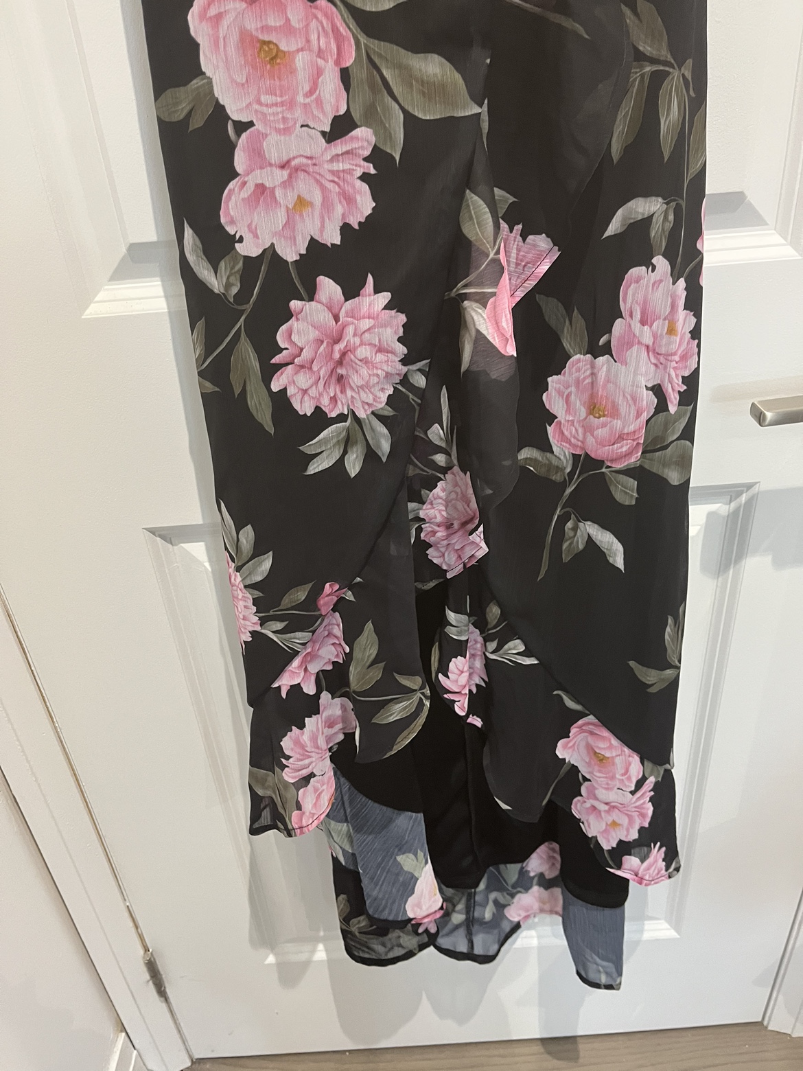 Cute Black Floral High Low Dress with Tie back image indicator(4)