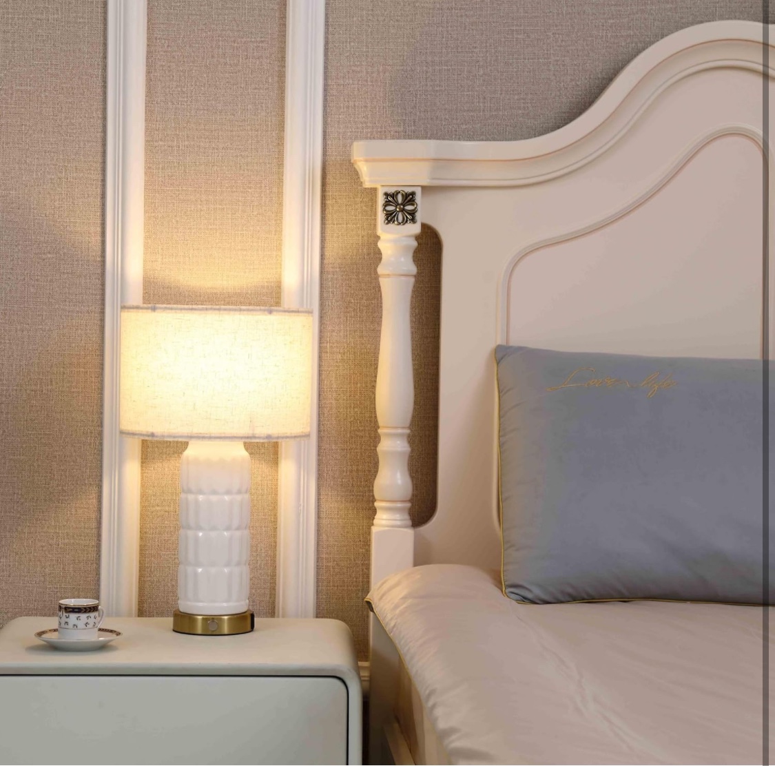 18" White Ceramic Table Lamps, Set of 2, with Touch Control - photo 5