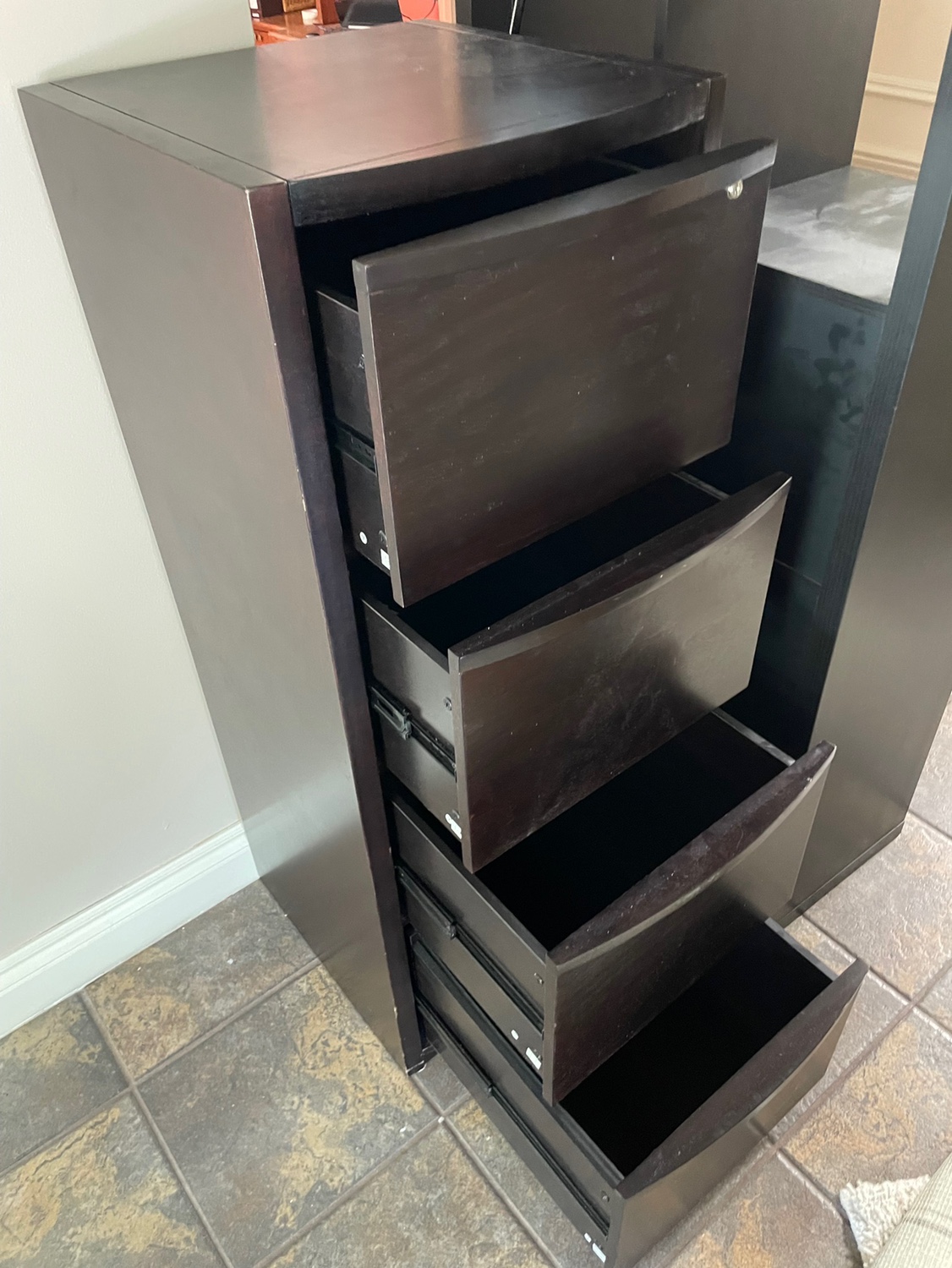 Large Wooden 3-Drawer Filing Cabinet