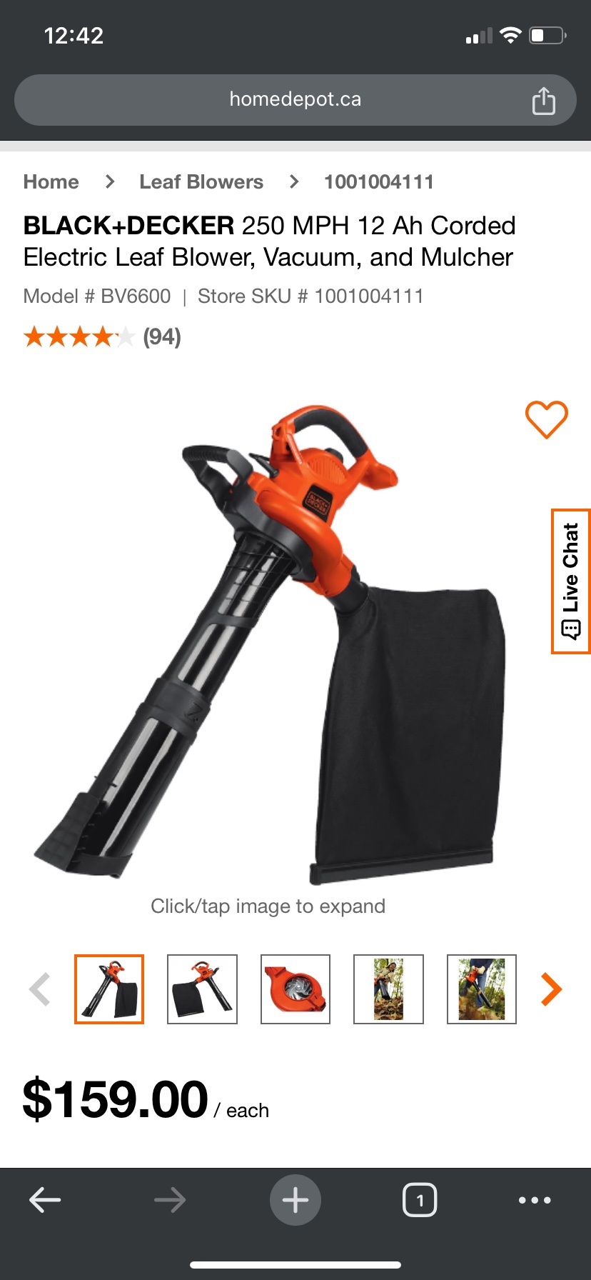 BLACK+DECKER Corded Electric Leaf Blower