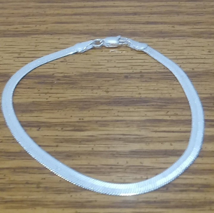 sterling silver herringbone bracelet thumbnail