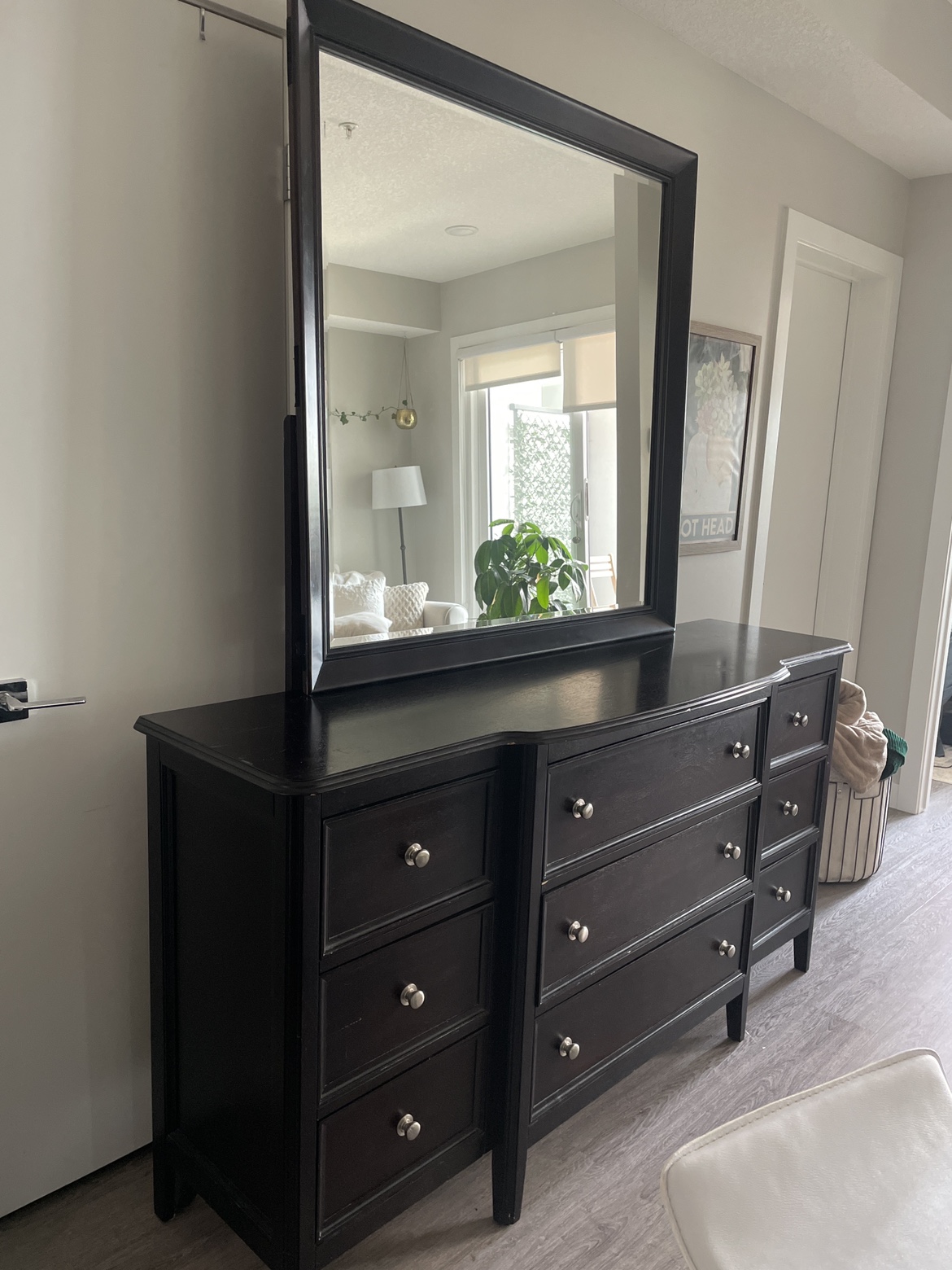 Large Wood Dresser with Mirror