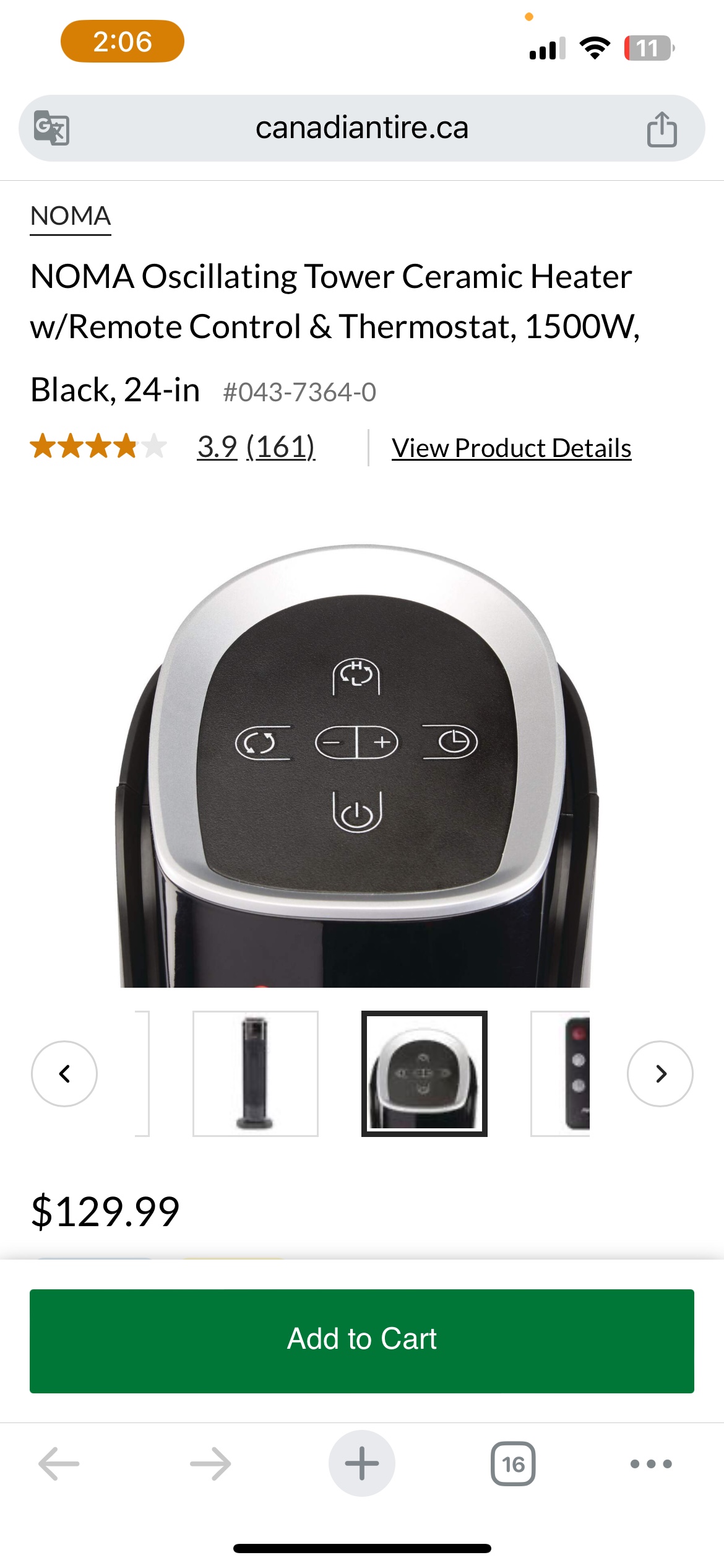 New NOMA Oscillating Tower Ceramic Heater w/Remote Control - photo 2