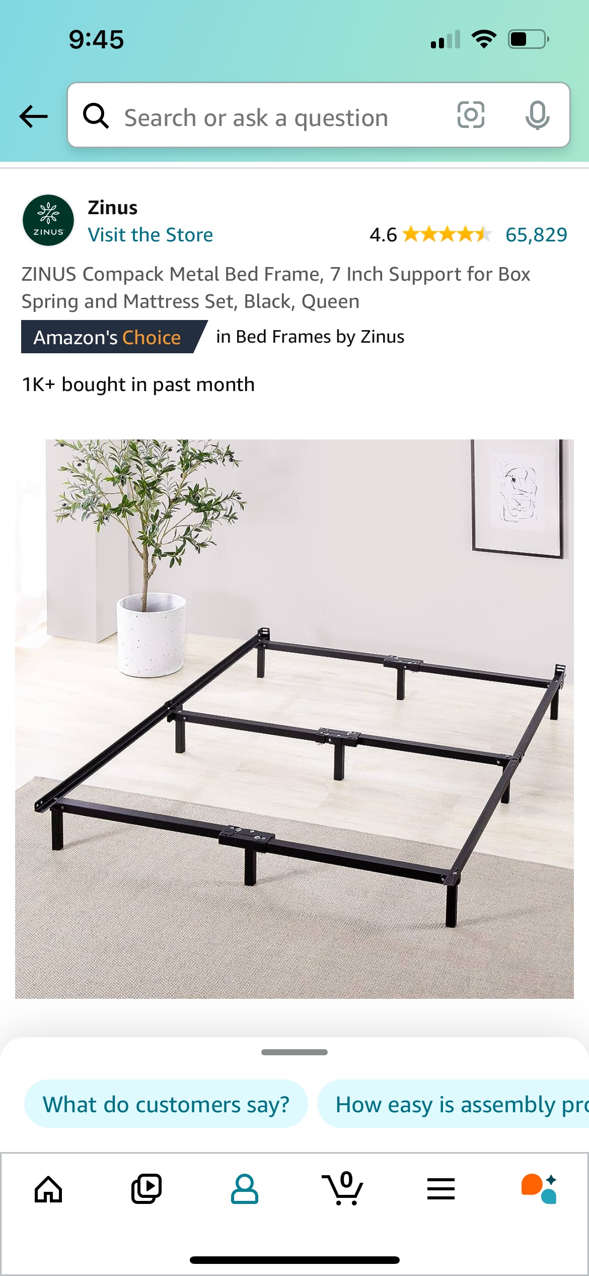 Low Profile Black Metal Queen Bed Frame