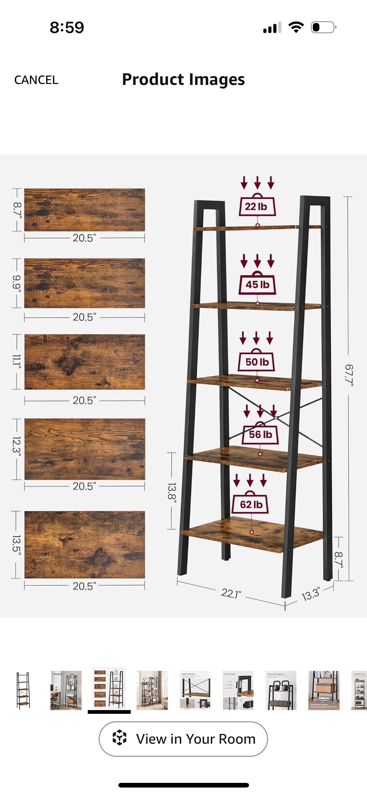 VASAGLE 5-Tier Bookshelf - photo 5