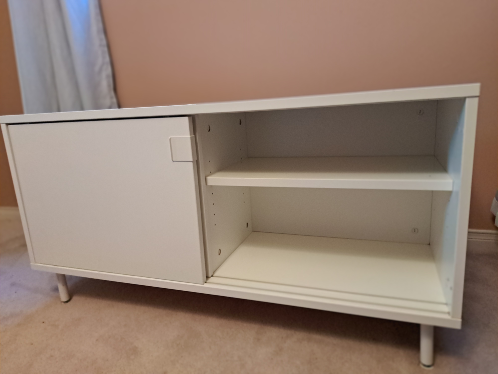 Tv Stand 2 Sliding Door Cabinet-White - photo 2