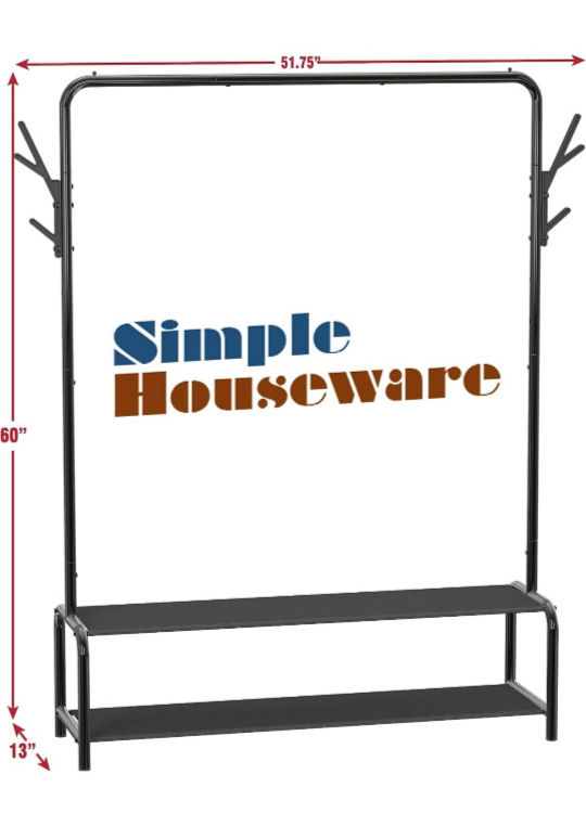 Metal garment rack with storage shelves image indicator(2)