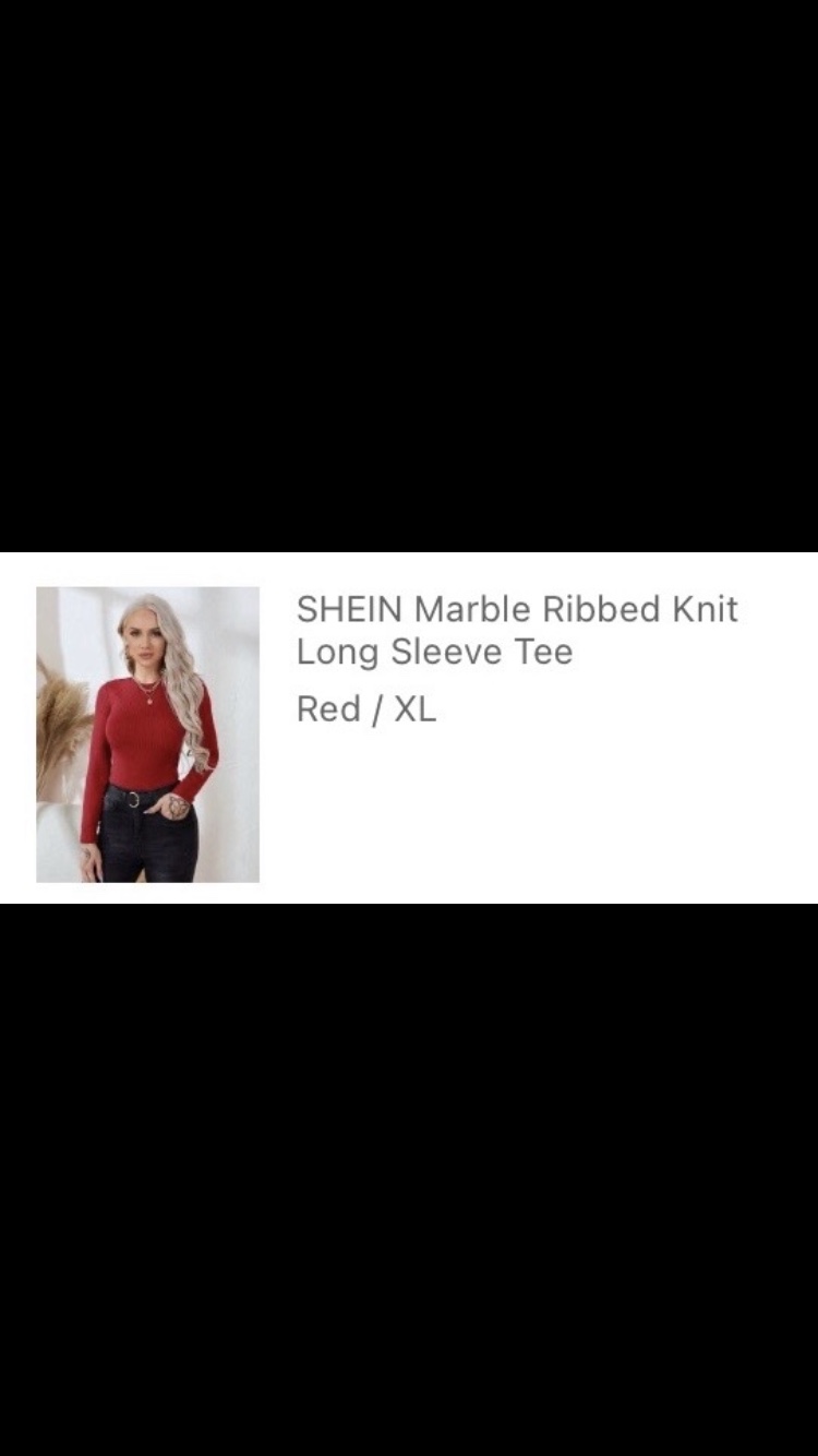 Women’s Red Ribbed Long Sleeved Shein Shirt Size XL 👚🍒❤️🩷🍓 image indicator(7)